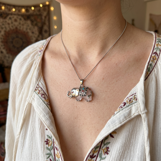 Collar Elefante Cuarzo Cristal